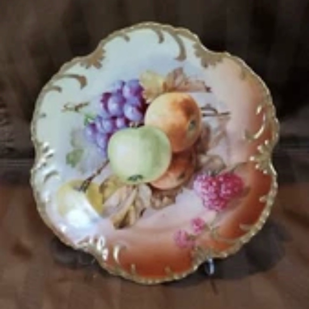 ZS & Co Scherzer Bavaria Marseille Fruit Plate Gold Trim Royal Munich Decorative